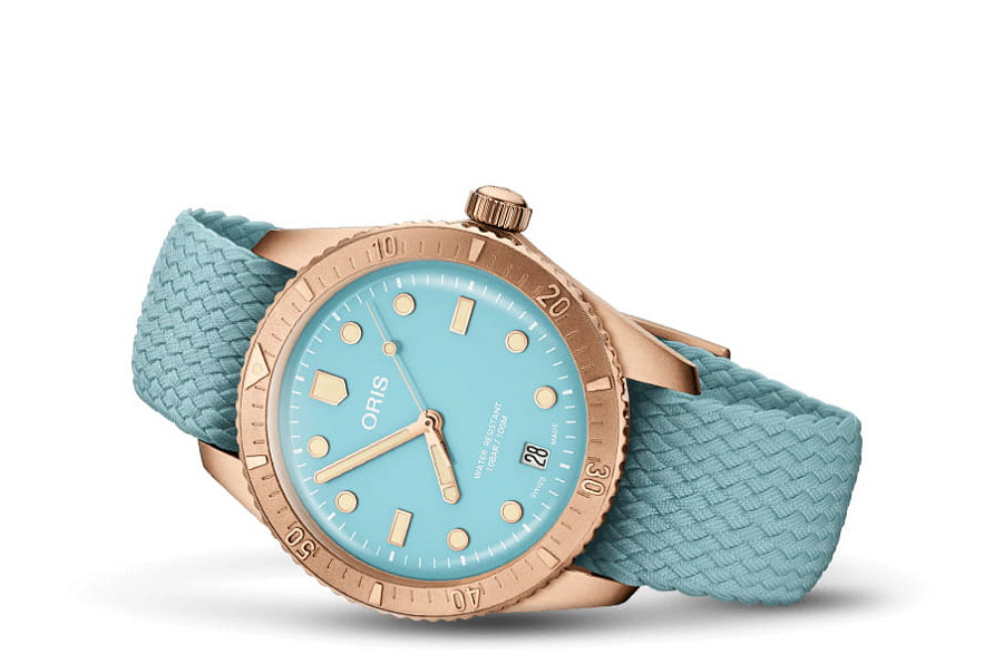 Часы Oris Divers Sixty‑Five 'Cotton Candy' 01 733 7771 3155-07 3 19 02BRS — механические, бронза