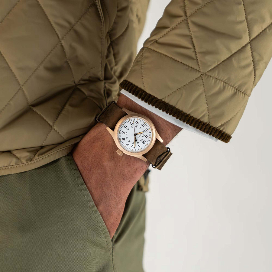 Часы Hamilton Khaki Field Mechanical Bronze H69459510 — белый, механические