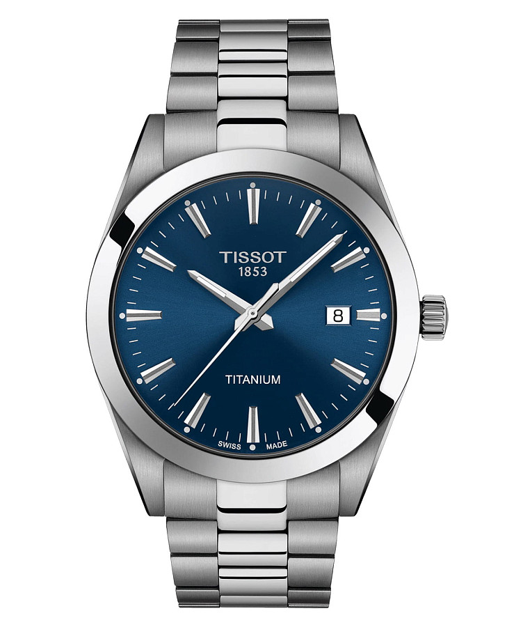 Часы Tissot Gentleman Titanium T127.410.44.041.00 — мужские, синий