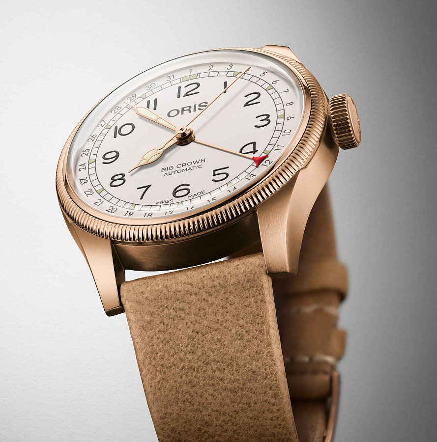 Часы Oris Big Crown Bronze Pointer Date 01 754 7741 3161-Set — кожаный, мужские