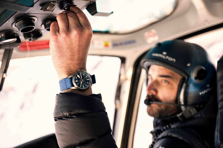 Часы Hamilton Khaki Aviation Day Date Auto - Air - Glaciers Edition H64655941 — титан, мужские, Швейцария