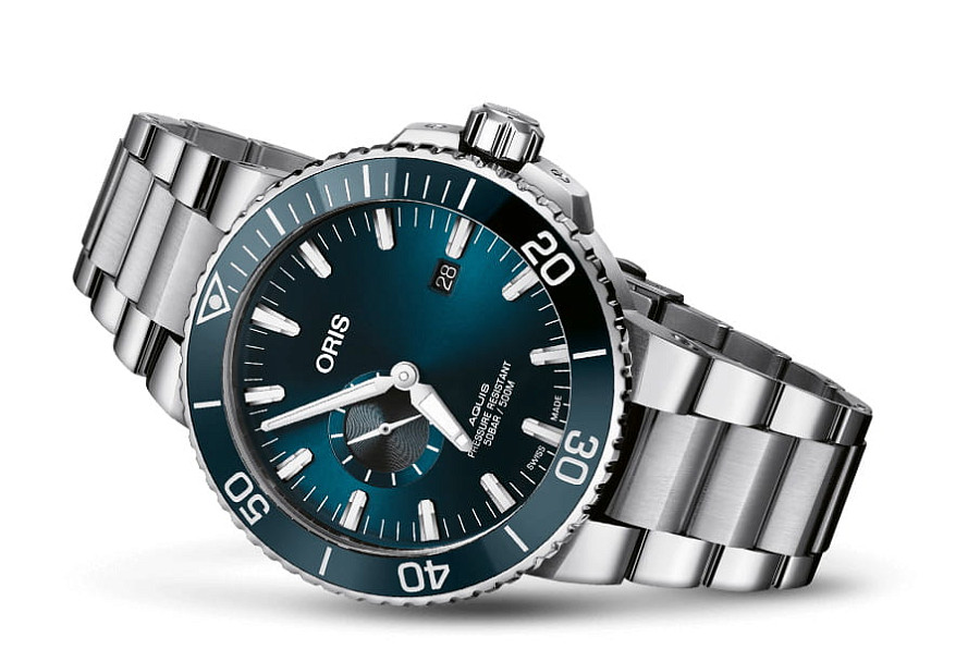 Часы Oris Aquis Small Second, Date 01 743 7733 4155-07 8 24 05PEB — механические, металл сталь