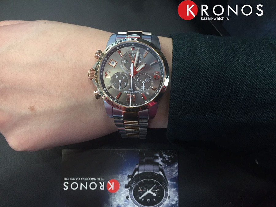 Часы Certina DS Podium Chronograph 1/10 sec C034.417.22.087.00 — мужские, сталь c pvd покрытием