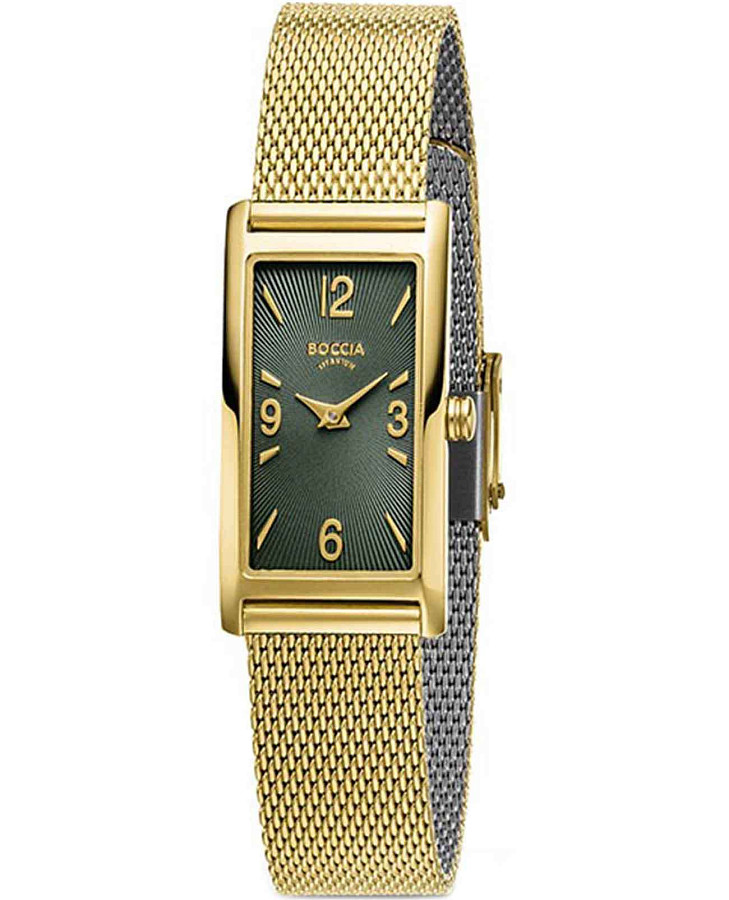 Часы Boccia Titanium Rectangular 3366-03 — женские, зеленый