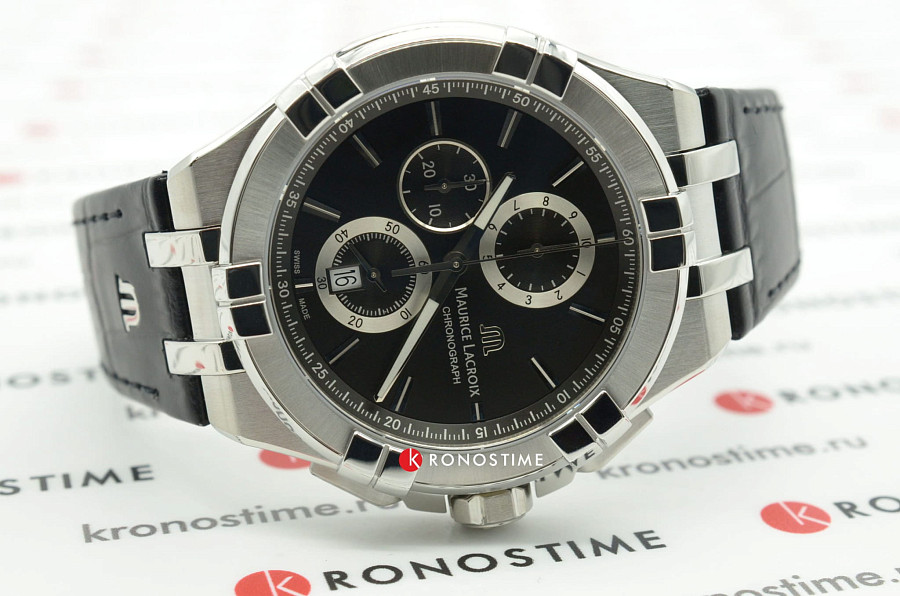 Часы Maurice Lacroix Aikon Chronograph AI1018-SS001-330-1 — кожаный, мужские