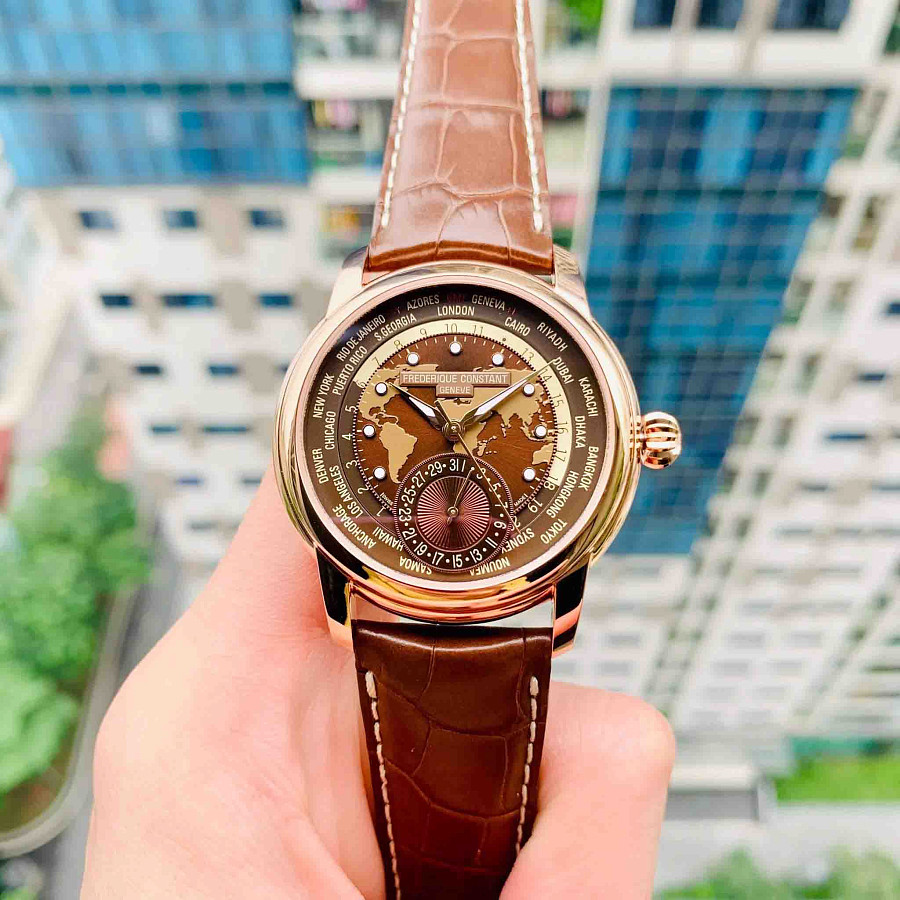 Часы Frederique Constant Worldtimer Manufacture FC-718BRWM4H4 — мужские, коричневый
