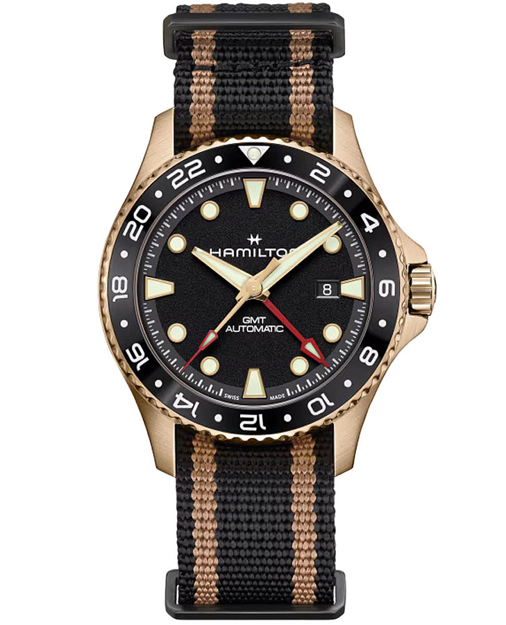 Часы Hamilton Khaki Navy Scuba Automatic GMT 43mm H82565930 — мужские, черный