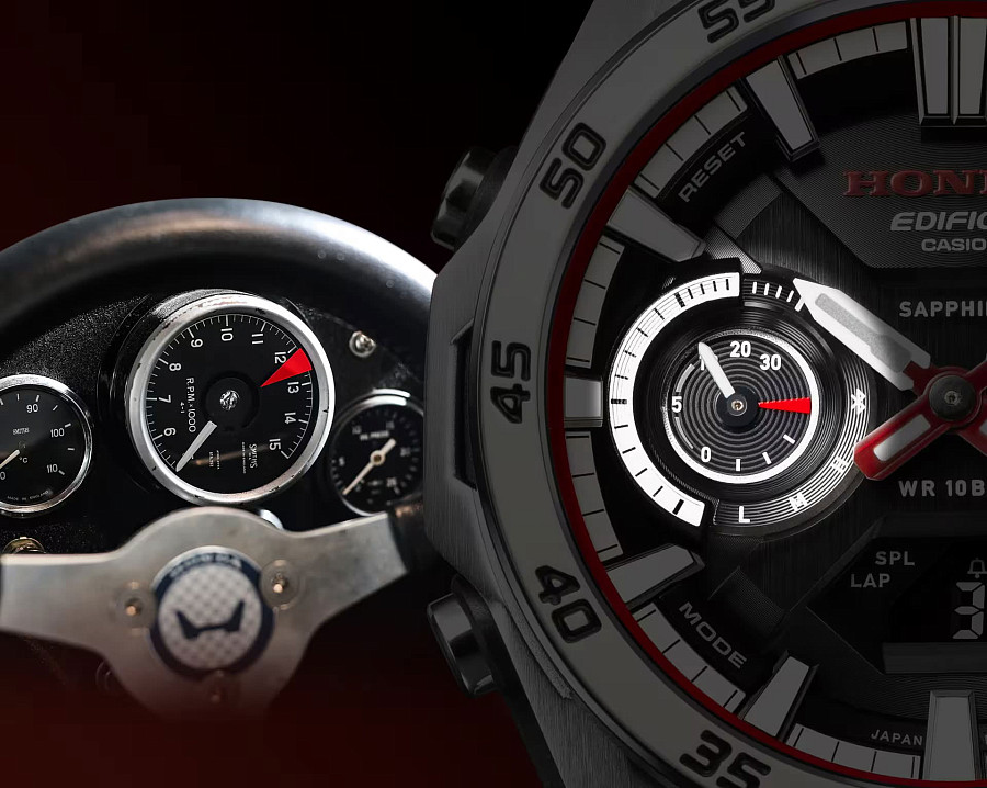 Часы Casio Edifice Honda Racing ECB-2300HR-1A — серый, карбон металл