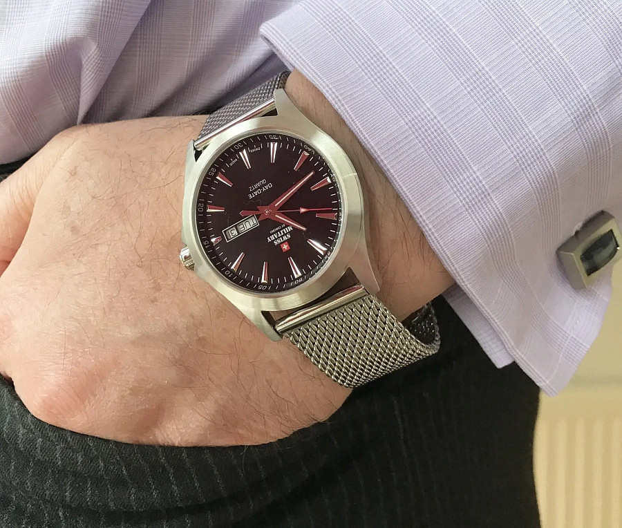 Часы Swiss Military by Chrono Day Date SMP36040.01 — мужские, нержавеющая сталь