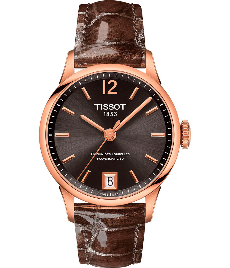 Часы Tissot Chemin des Tourelles Powermatic 80 Lady T099.207.36.447.00 — женские, коричневый