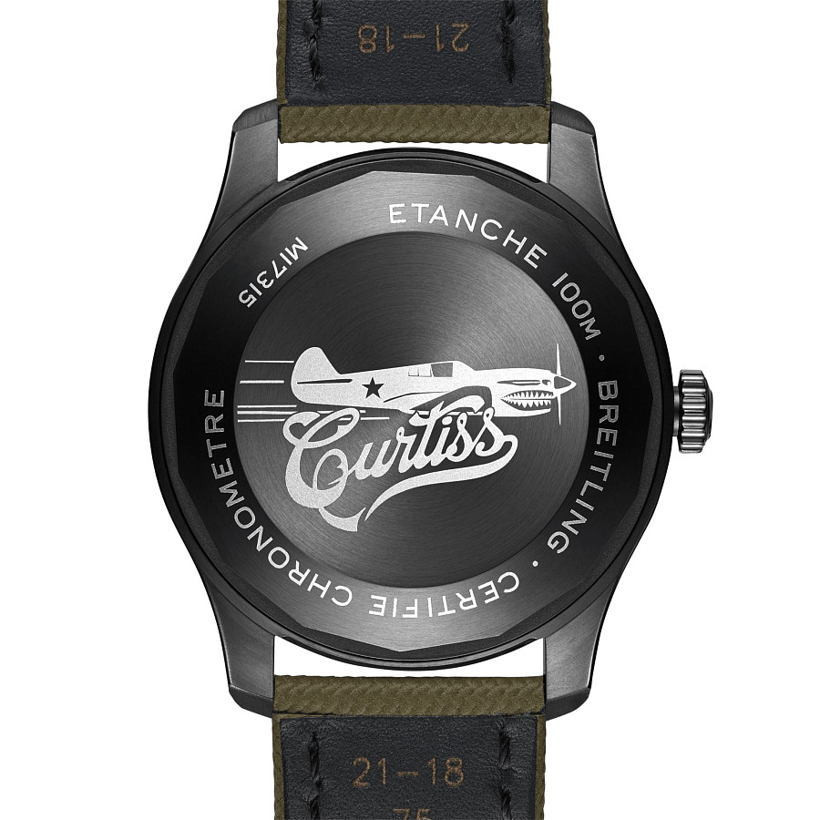 Часы Breitling Aviator 8 Automatic 41 Black Steel Curtiss Warhawk M173152A1L1X1 — кожа + текстиль, мужские