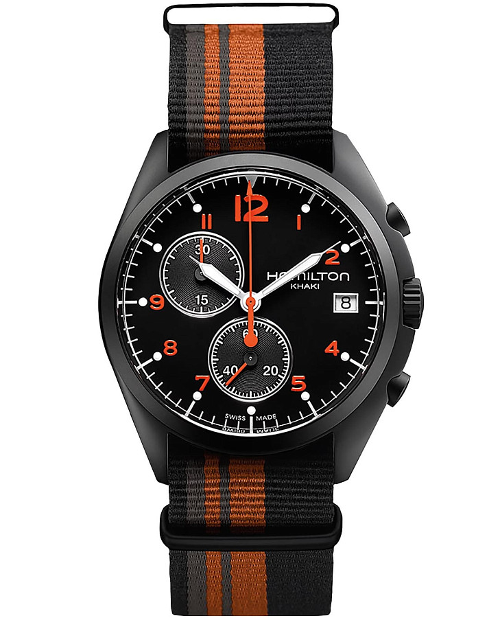 Часы Hamilton Khaki Aviation Pilot Pioneer Chrono Quartz H76582933 — мужские, черный