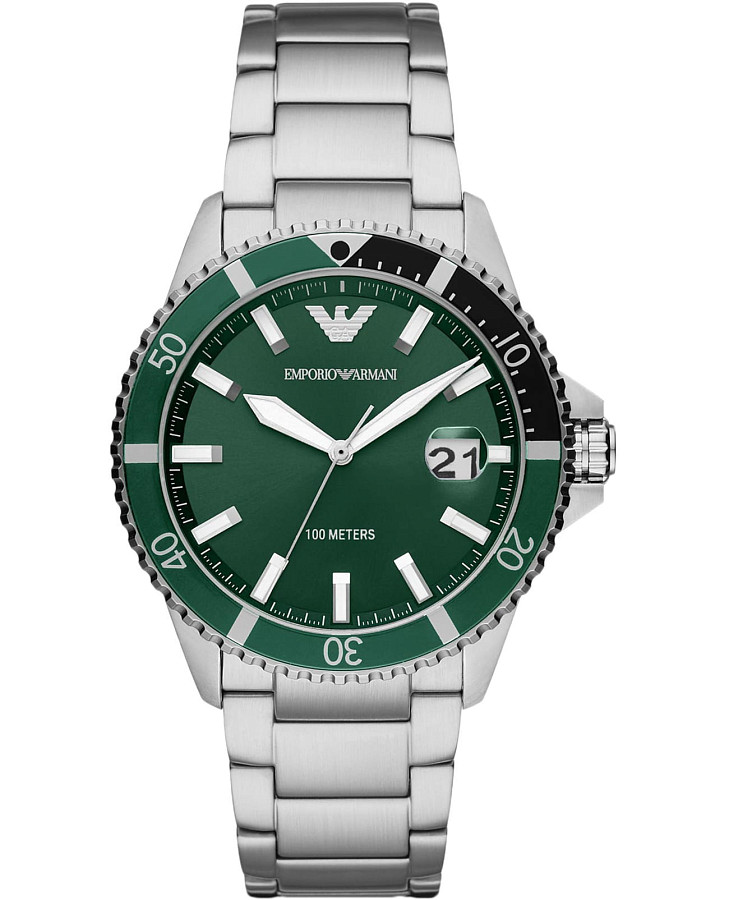 Часы Emporio Armani Diver AR11338 — мужские, зеленый