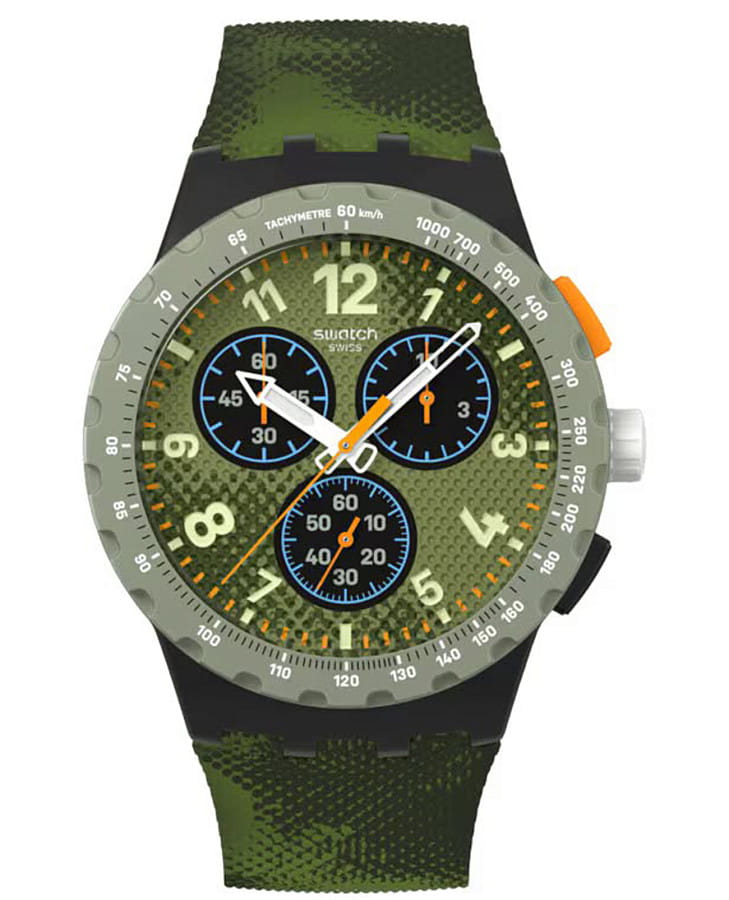 Часы Swatch Midday Camo SUSB423 — мужские, зеленый