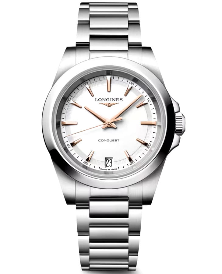 Часы Longines Conquest 34 mm L3.460.4.18.6 — женские, серебристый
