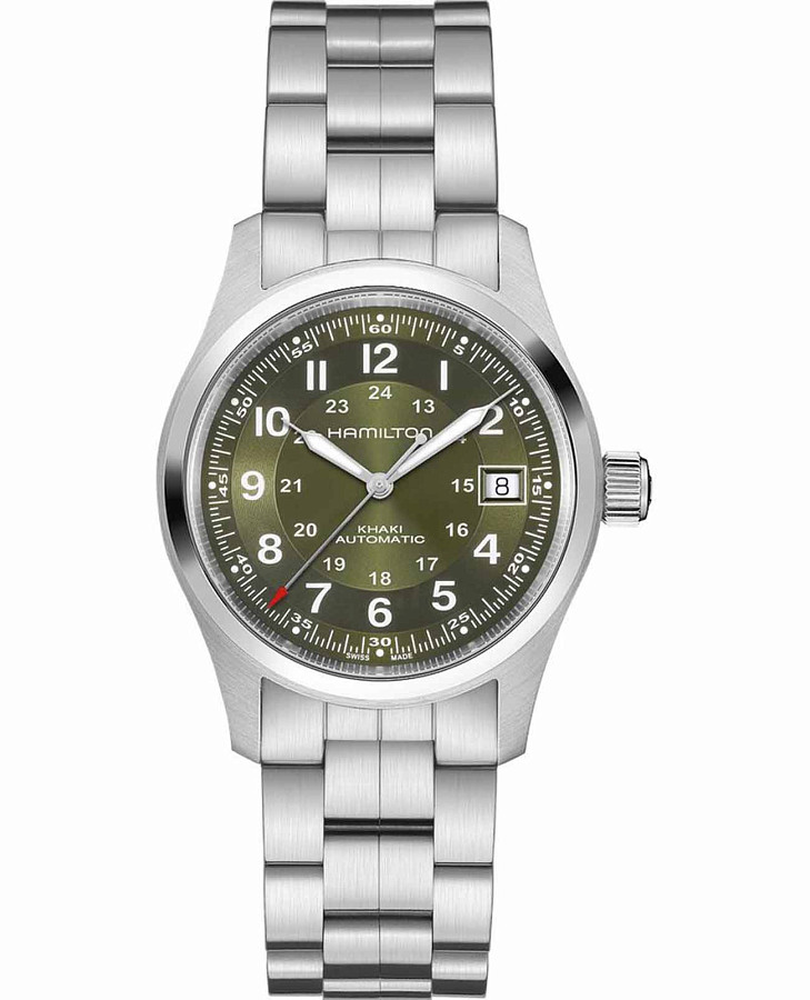 Часы Hamilton Khaki Field Auto H70455160 — мужские, зеленый