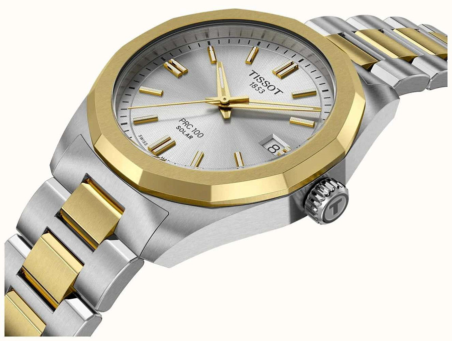 Часы Tissot PRC 100 Solar Quartz 34mm T151.822.22.031.00 — кварцевые, металл сталь