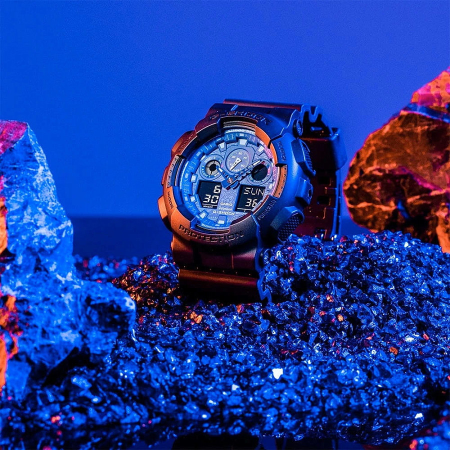 Часы Casio G-Shock GA-100BP-1A — синий, пластик