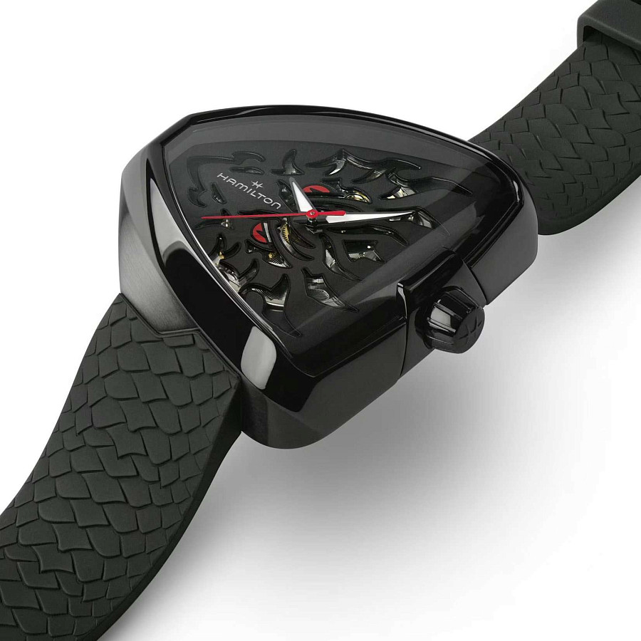 Часы Hamilton Ventura Elvis80 Skeleton Auto H24535332 — мужские, каучук