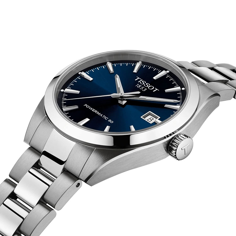 Часы Tissot Gentleman Powermatic 80 Silicium T165.807.11.041.00 — синий, сталь металл