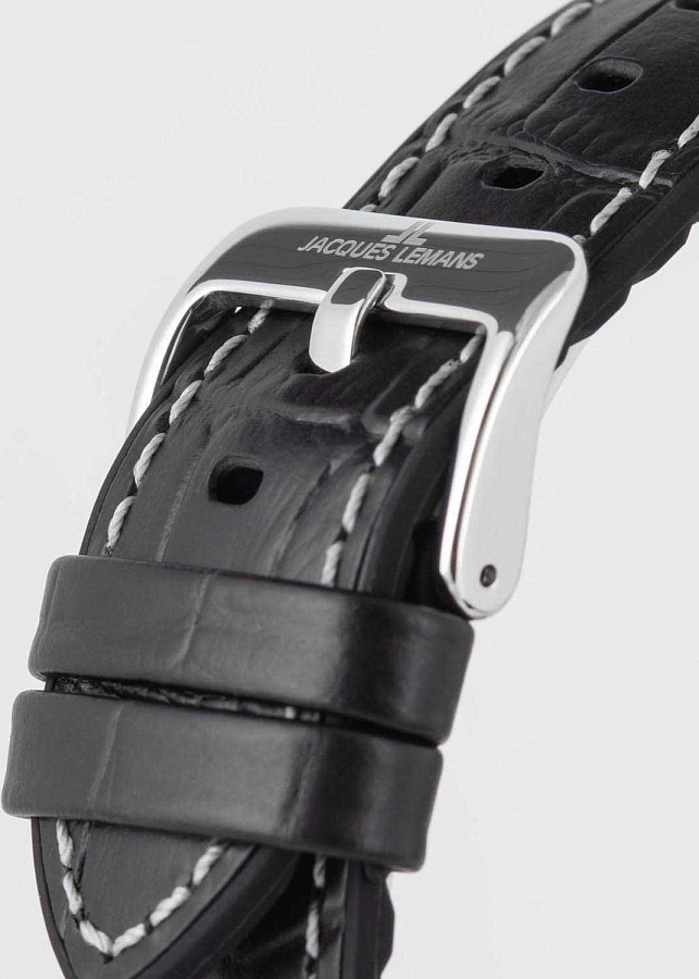Часы Jacques Lemans Liverpool Diver 1-2206F — мужские, кожа + силикон