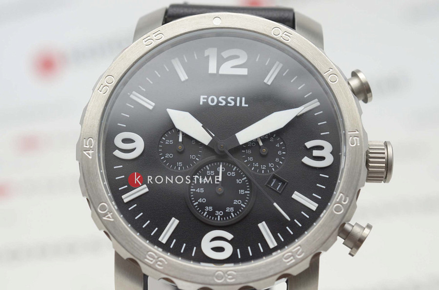 Часы Fossil Nate Chronograph JR1436 — кварцевые, сталь металл