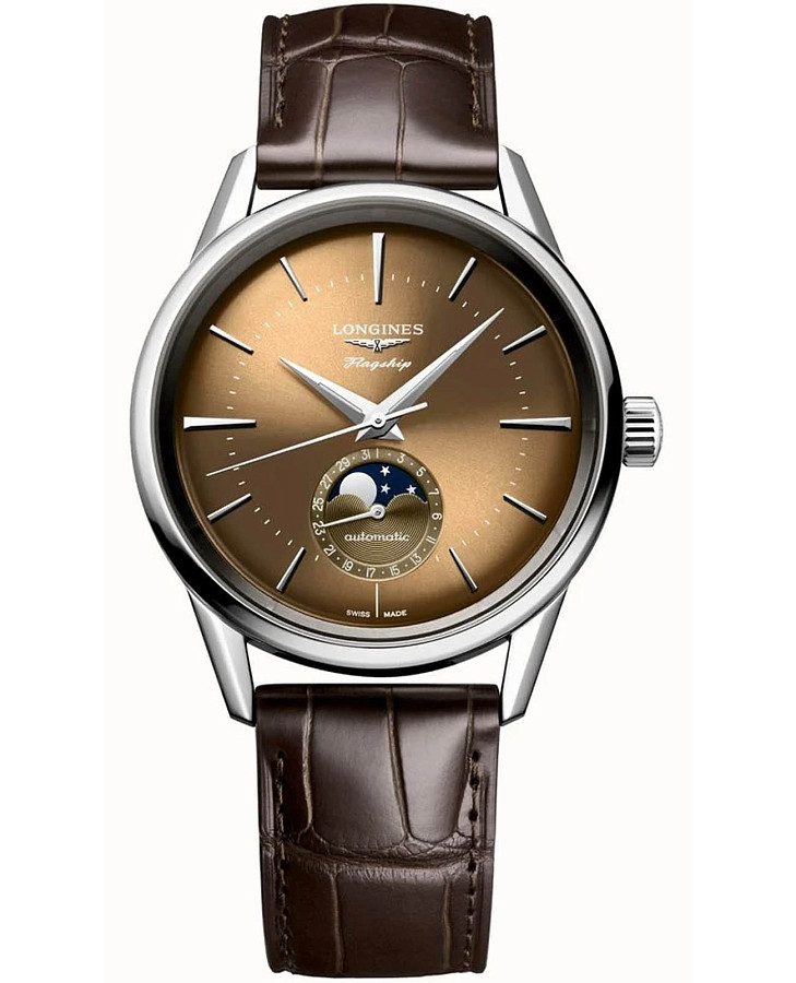 Часы Longines Flagship Heritage L4.815.4.62.2 — мужские, бежевый