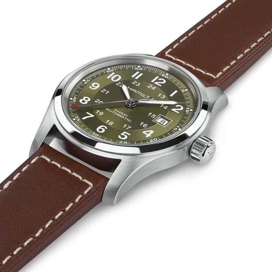 Часы Hamilton Khaki Field Auto H70605560 — зеленый, сталь