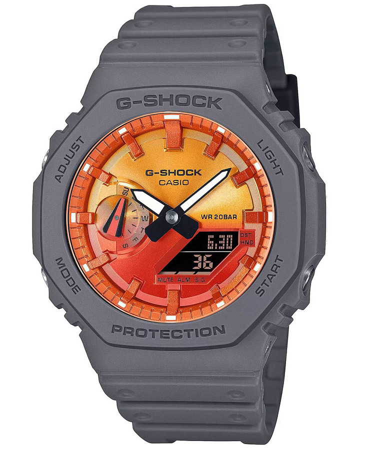 Часы Casio G-Shock GA-2100FL-8A — мужские, оранжевый