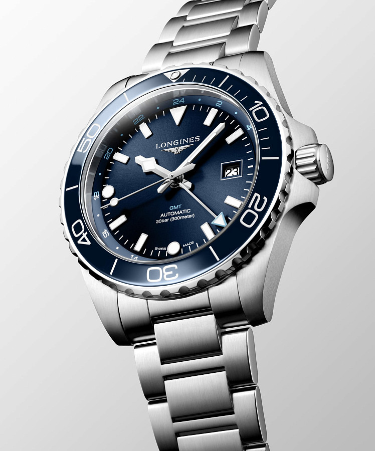 Часы Longines Hydroconquest GMT L3.890.4.96.6 — нержавеющая сталь, женские