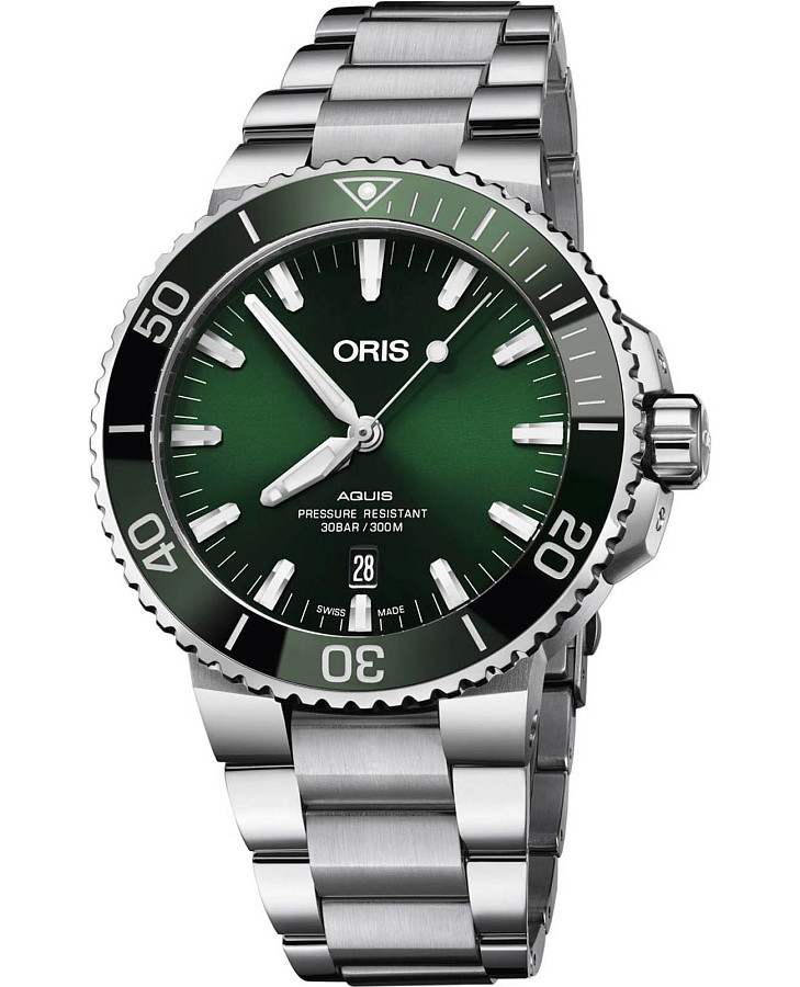 Часы Oris Aquis 01 733 7730 4157-07 8 24 05PEB — мужские, зеленый