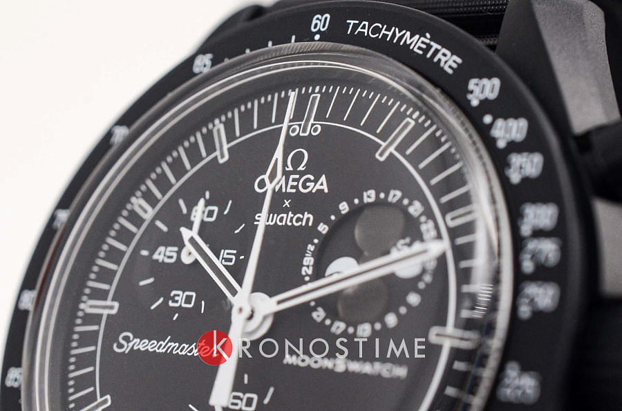 Часы Swatch x Omega Bioceramic Moonswatch Mission to The Moonphase - New Moon SO33B700 — Швейцария, кварцевые