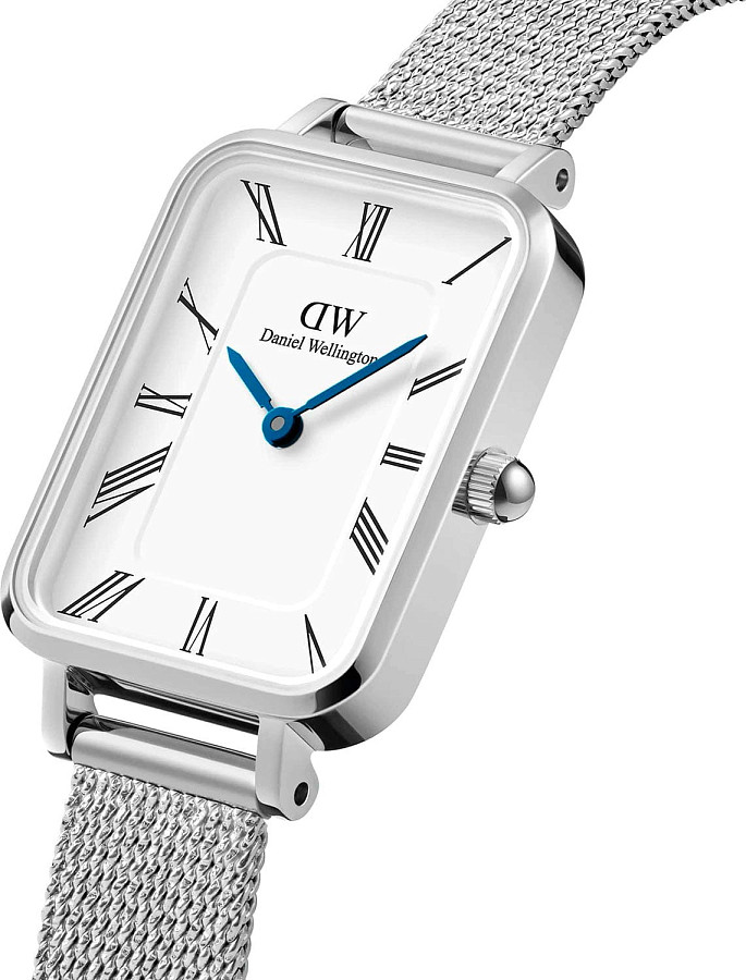 Часы Daniel Wellington Quadro Roman Numerals Sterling DW00100690 — кварцевые, сталь металл