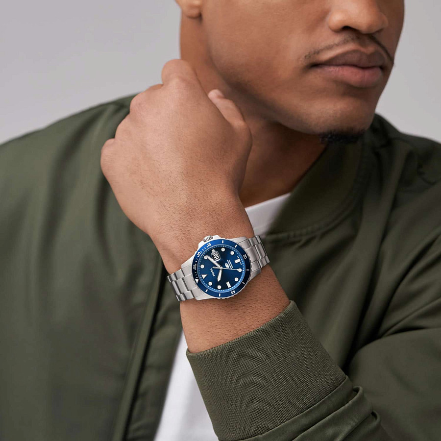 Часы Fossil Blue FS6029 — синий, металл сталь