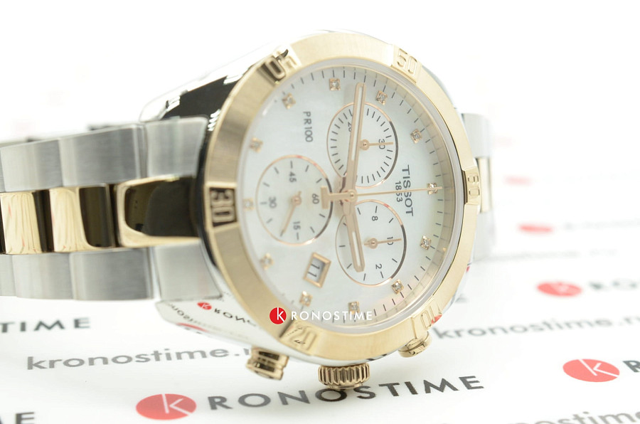 Часы Tissot PR 100 Sport Chic Chronograph T101.917.22.116.00 — перламутровый, сталь металл