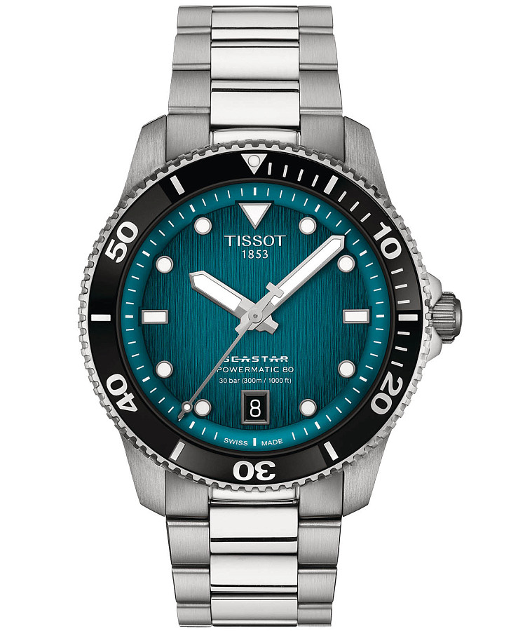 Часы Tissot Seastar 1000 Powermatic 80 T120.807.11.091.00 — мужские, бирюзовый