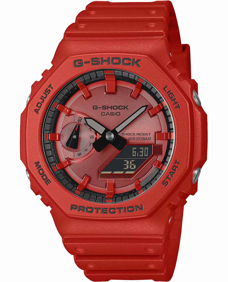 Часы Casio G-Shock GA-2100RRB-4A — мужские, красный