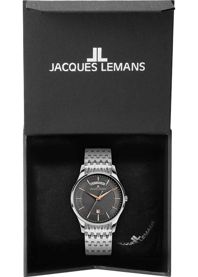 Часы Jacques Lemans London 1-2193I — черный, металл сталь