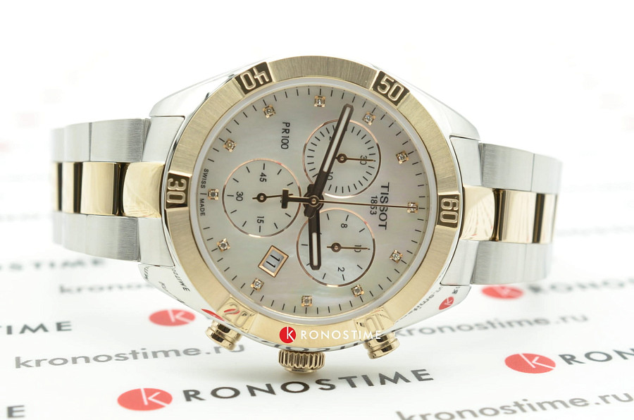 Часы Tissot PR 100 Sport Chic Chronograph T101.917.22.116.00 — женские, двухцветный