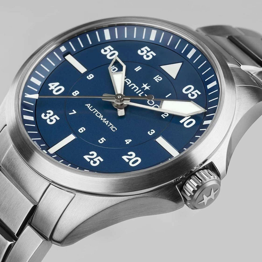 Часы Hamilton Khaki Aviation Pilot Auto H76305140 — мужские, серебристый
