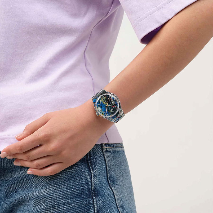 Часы Swatch x Guggenheim Pollock's Alchemy SUOZ366 — женские, силикон