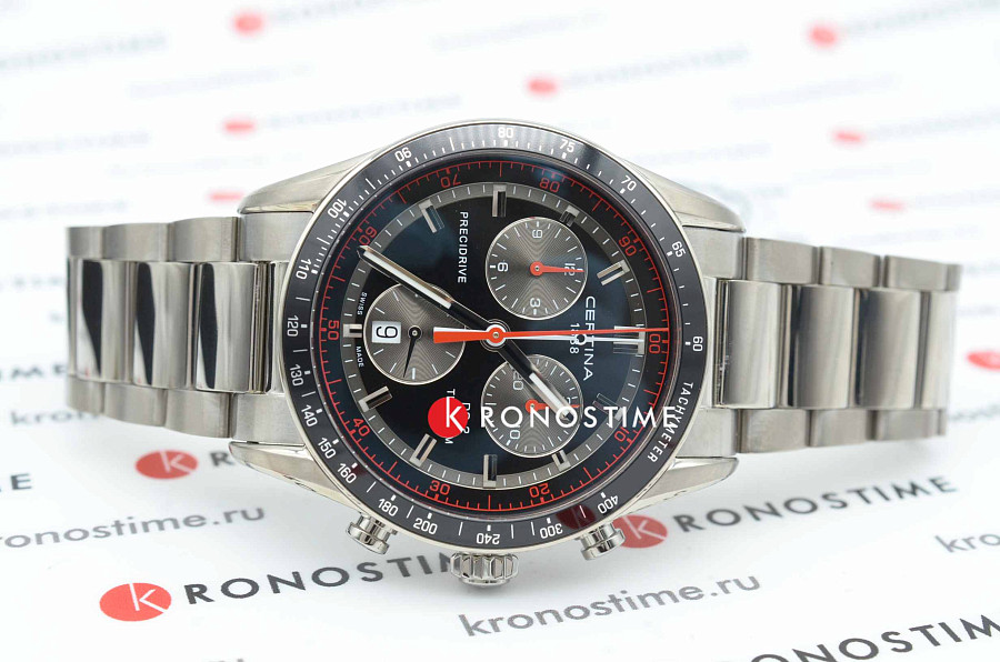Часы Certina DS-2 Chronograph 1/100 sec C024.447.44.051.00 — кварцевые, титан металл алюминий