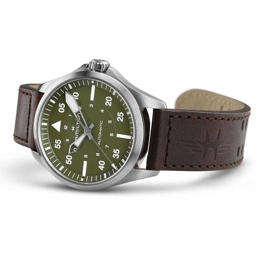 Часы Hamilton Khaki Aviation Pilot Auto H76305560 — зеленый, сталь