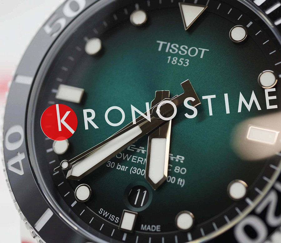 Часы Tissot Seastar 1000 Powermatic 80 T120.407.11.091.01 — зеленый, металл сталь