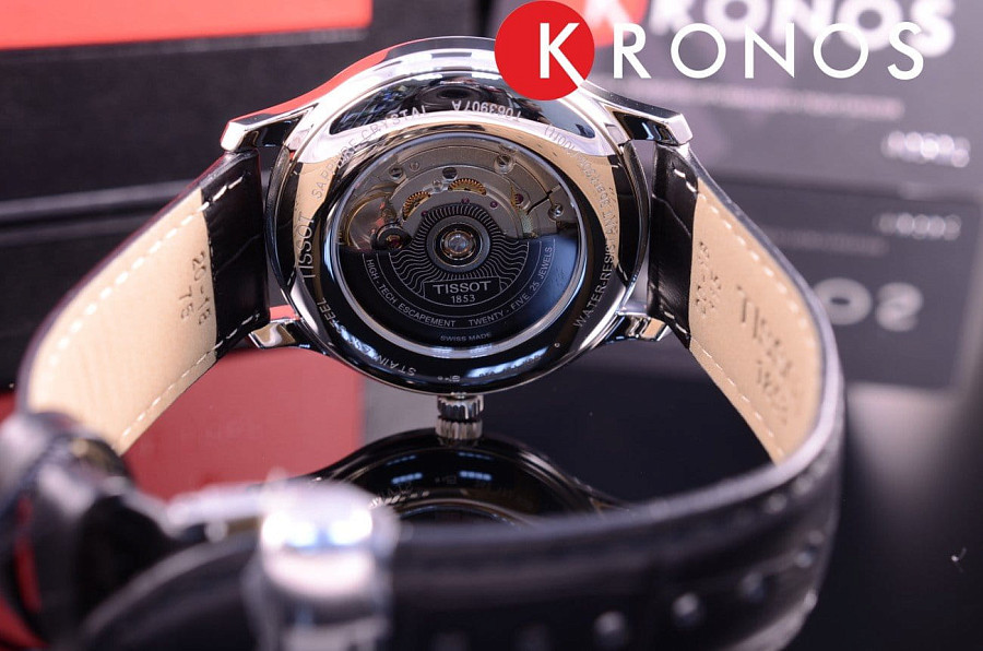 Часы Tissot Tradition Powermatic 80 Open Heart T063.907.16.058.00 — черный, сталь металл