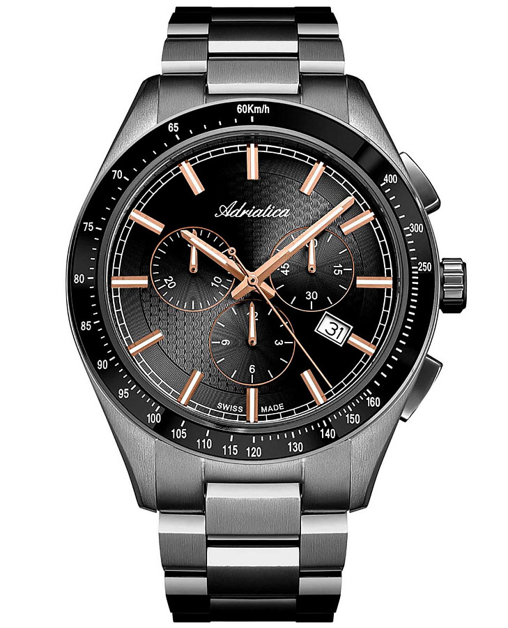 Часы Adriatica Chronographs A8245.S1R6CH — мужские, черный