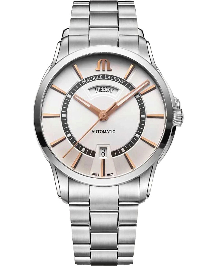 Часы Maurice Lacroix Pontos Day Date PT6358-SS002-230-1 — женские, белый