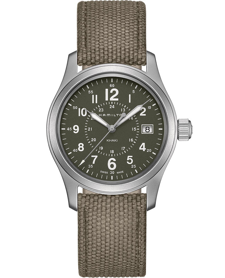 Часы Hamilton Khaki Field Quartz H68201963 — мужские, зеленый