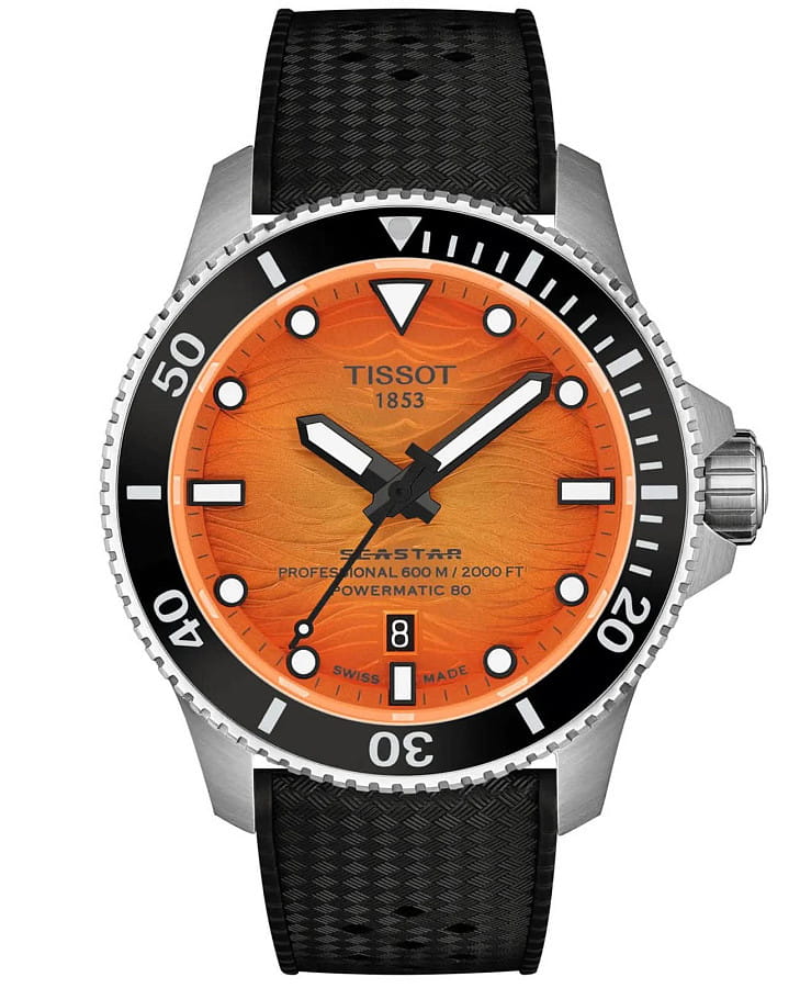 Часы Tissot Seastar 2000 44 mm T120.907.17.281.00 — мужские, оранжевый