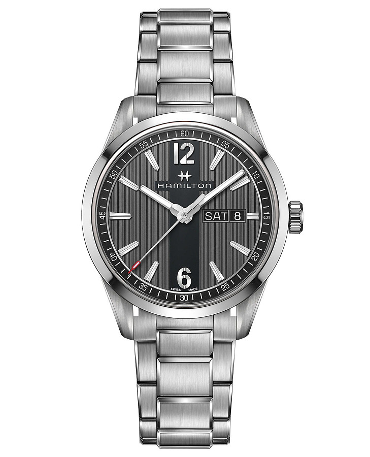 Часы Hamilton Broadway Day Date Quartz H43311135 — мужские, антрацитовый